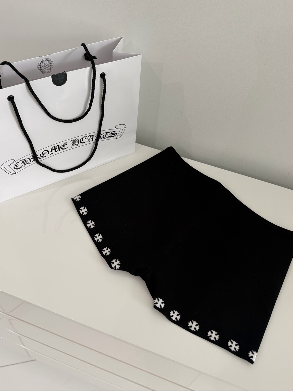 Chrome Hearts Black Women's Shorts with White Floral Trim - Picture 5 of 7